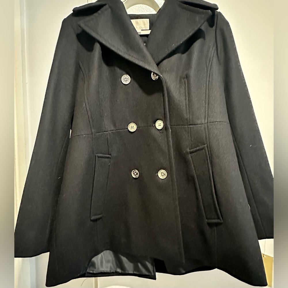 Michael Kors Black Double-Breasted Peacoat